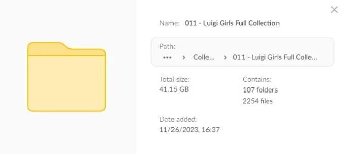 Luigi Girls Full Collection Size